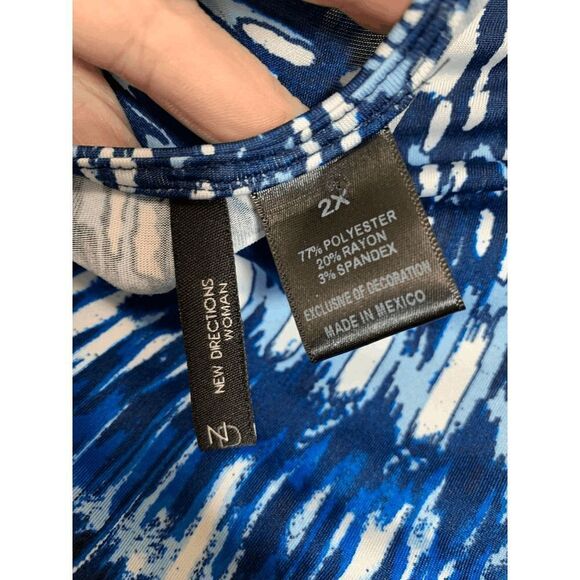 New Directions Womens Midi Dress Sequenced V Neck Sleeveless Blue 2X - Picture 5 of 8
